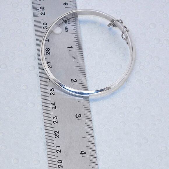 Vintage 925 Silver Bangle Safety Chain Stackable 6mm Secure Closure - Picture 6 of 7